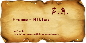 Prommer Miklós névjegykártya